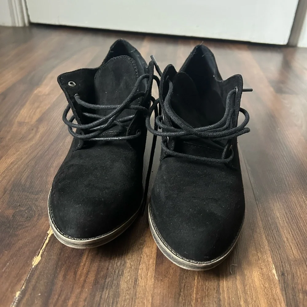 Rocket Dog Black Suede Heeled Boots Size 9